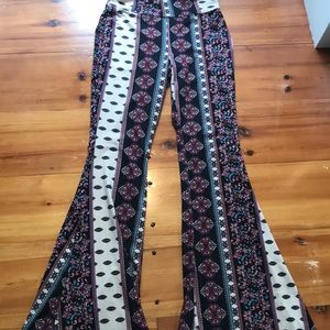 patterned bell bottom pants